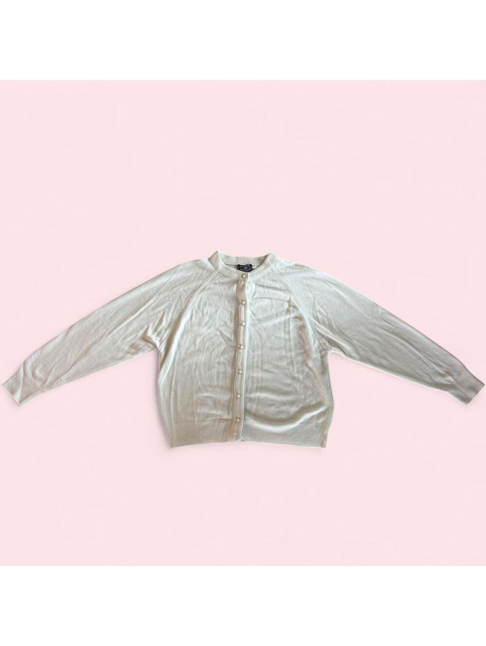 Vintage Designers Originals White Knit Cardigan Sweater Womens Size Petite